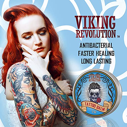 Viking Revolution Tattoo Care Balm for Before, During & Post Tattoo – Safe, Natural Tattoo Aftercare Cream – Moisturizing Lotion to Promote Skin Healing (1 Pack)