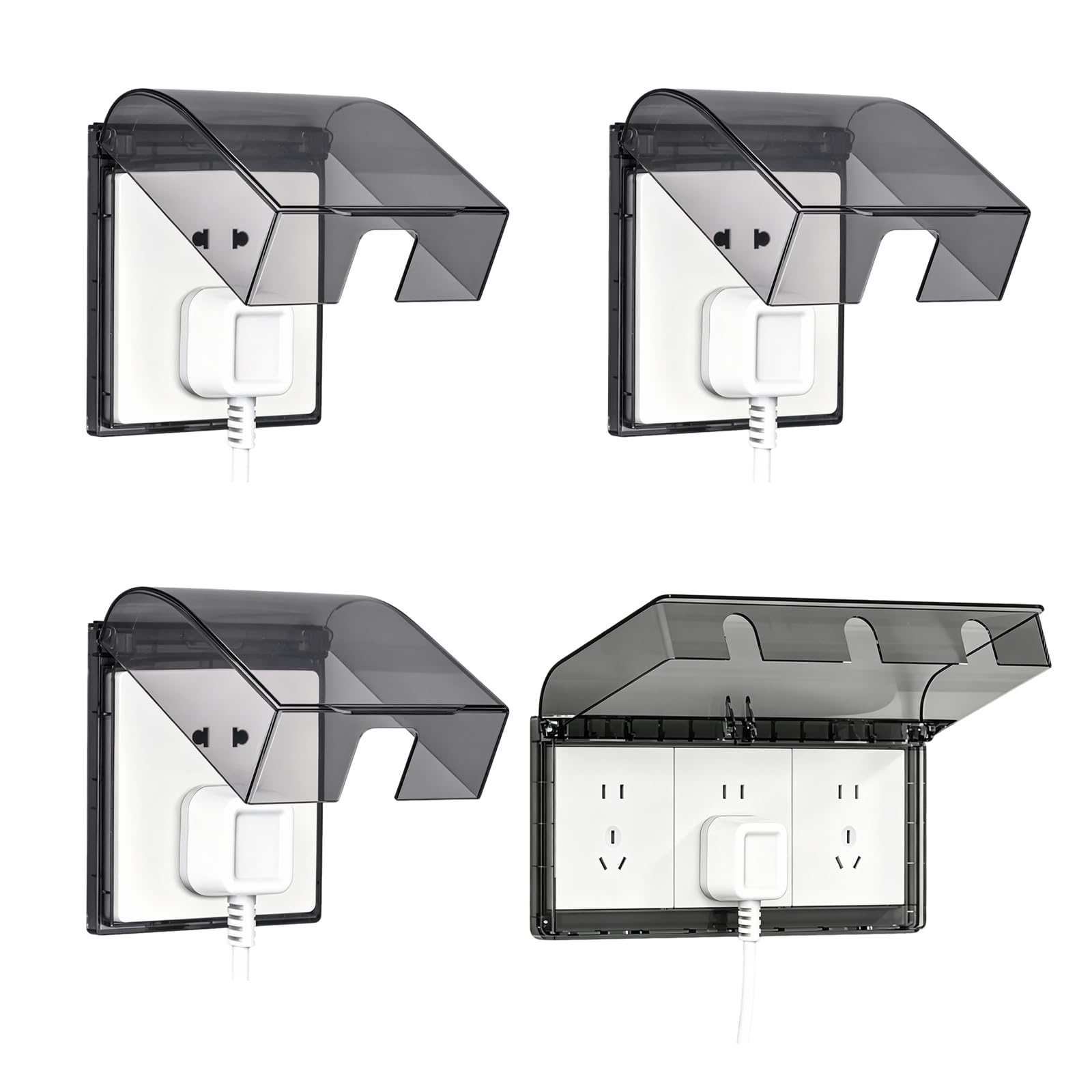 3PCS 86type Switch Board Cover Waterproof 1PCS 3position Switch Box Cover | Black Transparent Switch Board Cover Box for Wall, Self-Adhesive, Fit All Standard 86 Type Wall Outlets for Bathroom Kitchen-picture-24