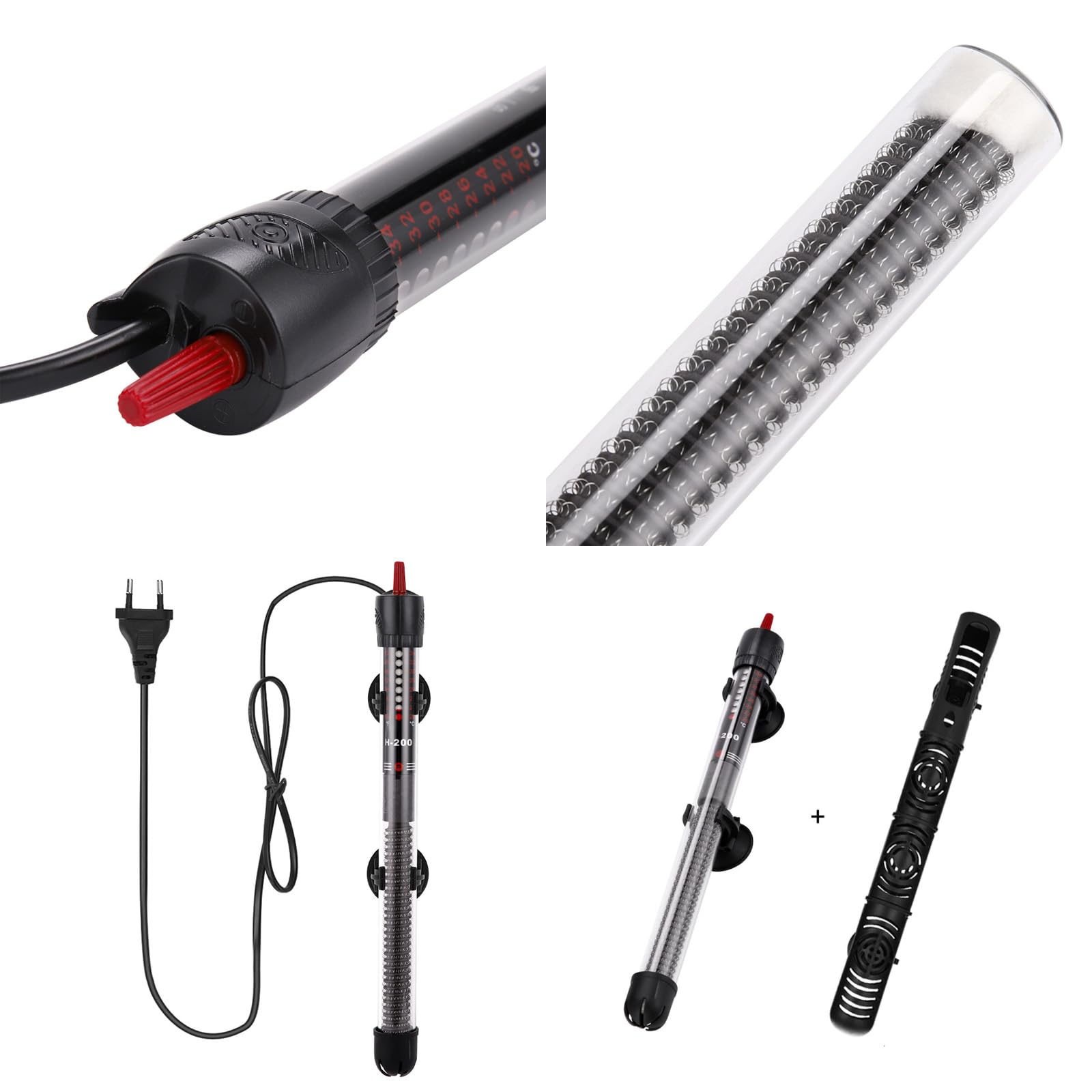 Asta riscaldante per Acquario, Mini riscaldatore Regolabile per Acquario con Copertura Protettiva, Riscaldatore sommergibile per Acquario, Automatico termostato acquari,2 Pack,300W