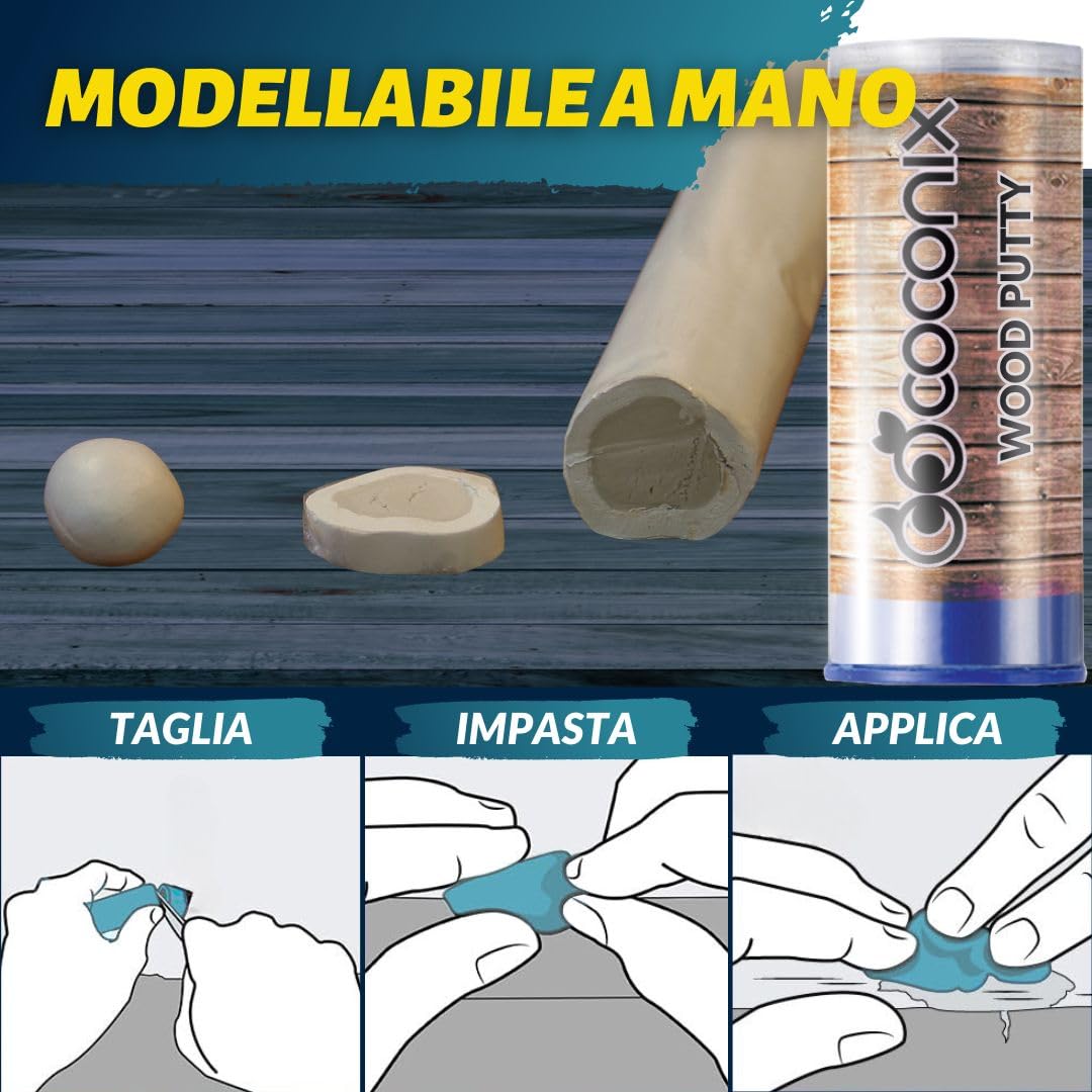 Coconix Kit di Riparazione per Pavimenti e Mobili | Ripara graffi, abrasioni e ammaccature su pavimenti in legno, mobili e superfici laminate | Applicazione facile con stucco modellabile