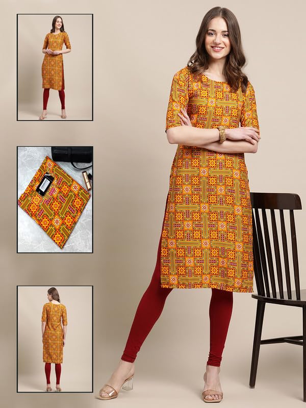 Image of Pinkmint Printed Kurti for Women's ll Straight Kurtis for Women's ll Stylished Kurti (Pack of 6)