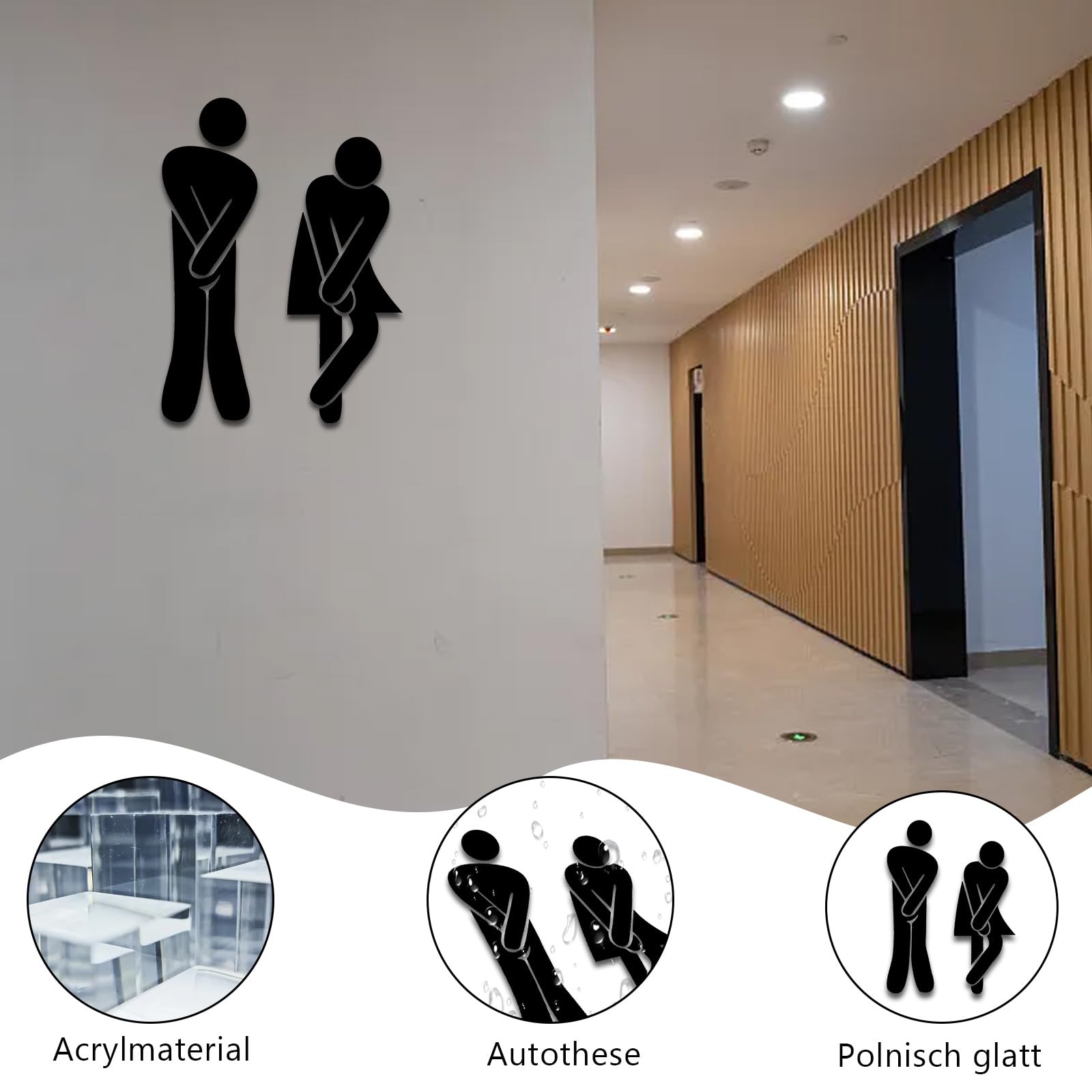 GIDWRIY Gäste WC Schild Selbstklebend - Acryl Toilettenaufkleber Schwarz 15x10 Cm