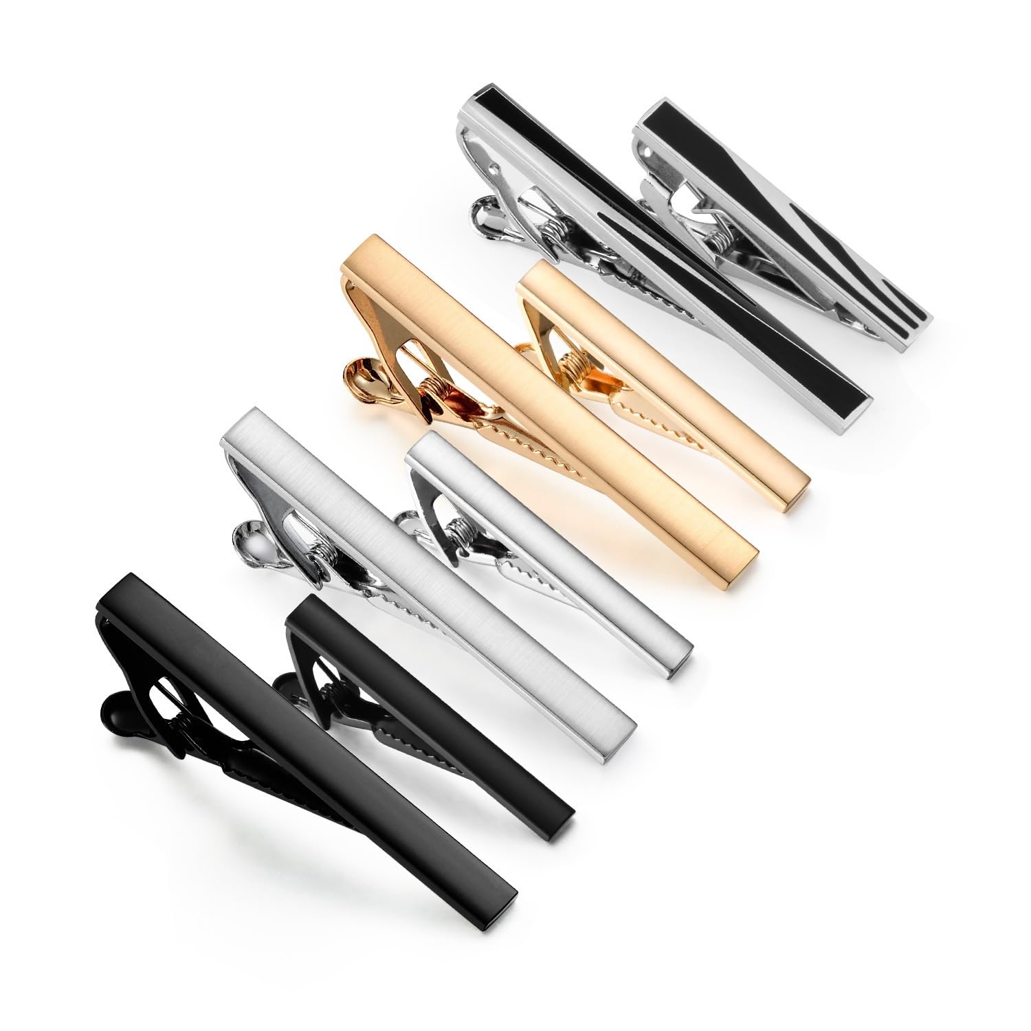 Krawattenklammer-Set, hochwertig, einfarbig, Kurze Kragenklammer, Schwarz, Silber, Gold, Kinderkrawattenklammer