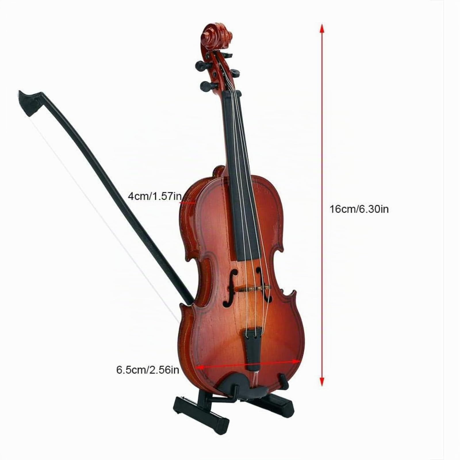 Modelo de Violín en Miniatura, Modelo de Madera Mini Violin Muestra Modelo de Violín de Adorno Musical con Soporte de Arc y Estuche Negro para el Cumpleaños de la Decoración