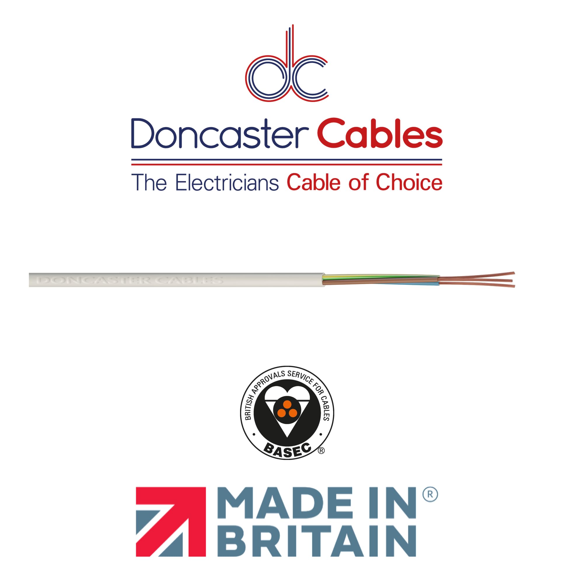 Doncaster CablesHeat Resistant Flex 3093Y 1.0mm White 10m
