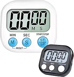 Timer Digital Para Cozinha Temporizador Cronômetro Relógio Imã, LCD Grande, Alarme, Suporte Para Mesa Ou Gancho Original Na Cor Branco ou Preto