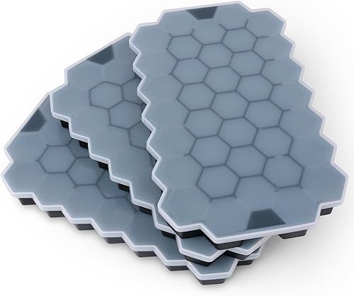 Miniatura 1 de Bandejas de cubitos de hielo para congelador con tapa, bandeja para cubitos de hielo de silicona con tapa, 3 paquetes de 3 unidades, color negro,