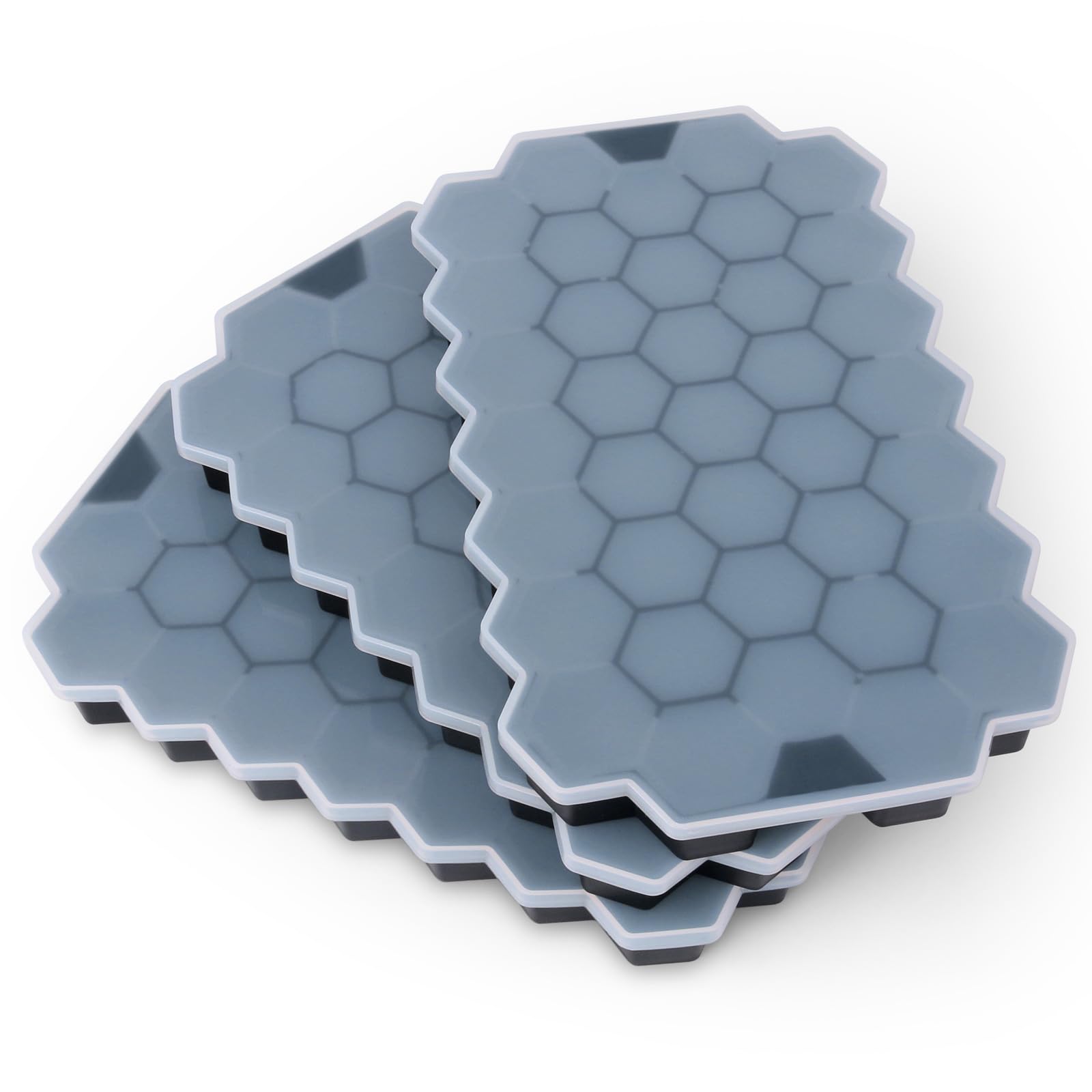 Ice Cube Trays for Freezer with Lid-Silicone Ice Cube Tray with Lid Ice Maker 3 Packs Black,Easy-Release Reusable Ice Cube Coffee Scoop for Coffee Bar Accessories