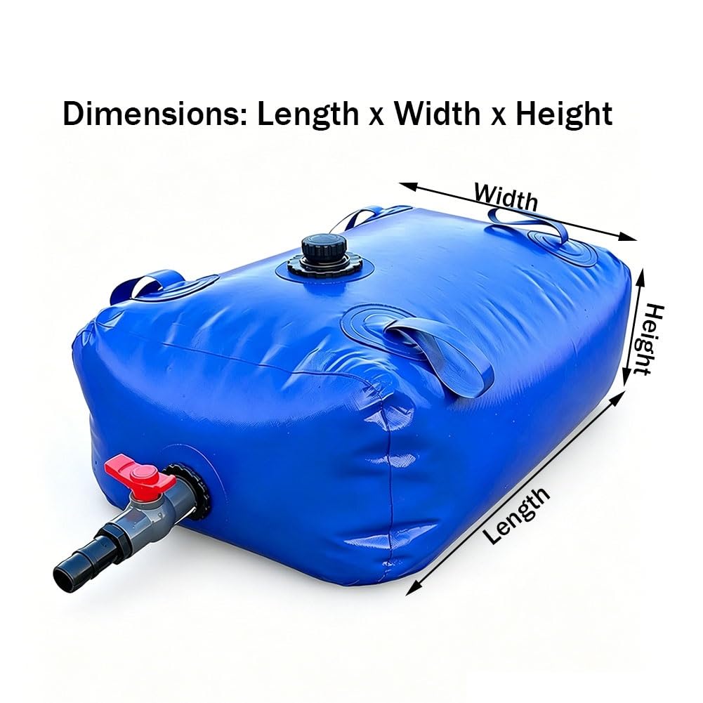 Zfmnoyev Depósito Flexible para Agua De 26 A 2642 Galones, Bolsa Plegable Y Flexible para Almacenamiento De Agua, Bolsa De Agua De Emergencia para Sequías(1x1x0.5m-500L/132GAL)