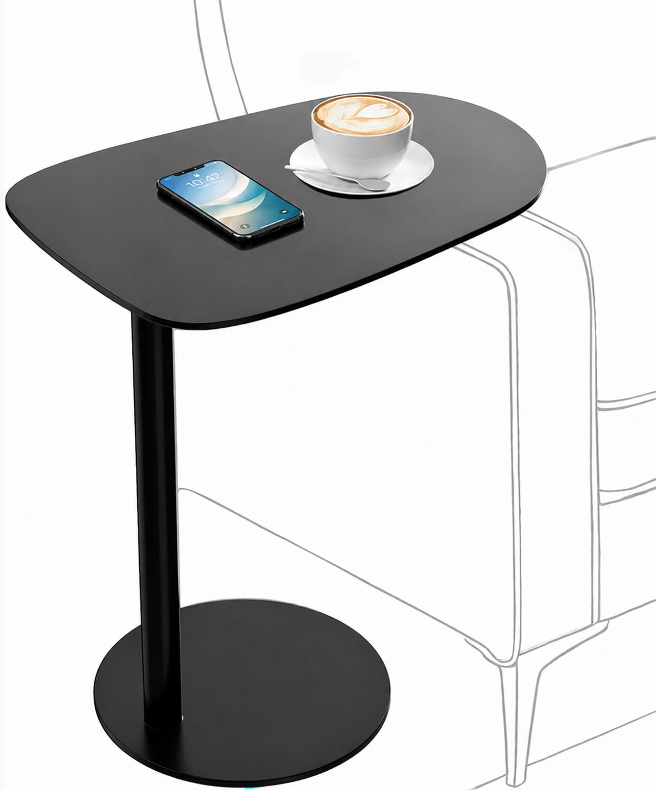 Amazon.com: C Shaped End Table for Couch - Modern Metal Sofa Side Table  with Round Base, Slide Under Accent Table for Small Spaces, Living Room  Bedroom Office, Black, 27.6 Inch : Home