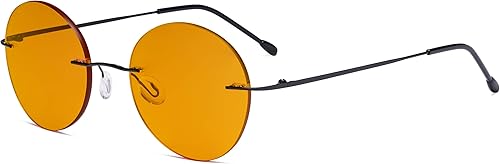Eyekepper Lentes de bloqueo de luz azul sin marco con lente tintada naranja para dormir, anteojos de lectura para computadora sin montura redondos disponible en Yaxa Costa Rica