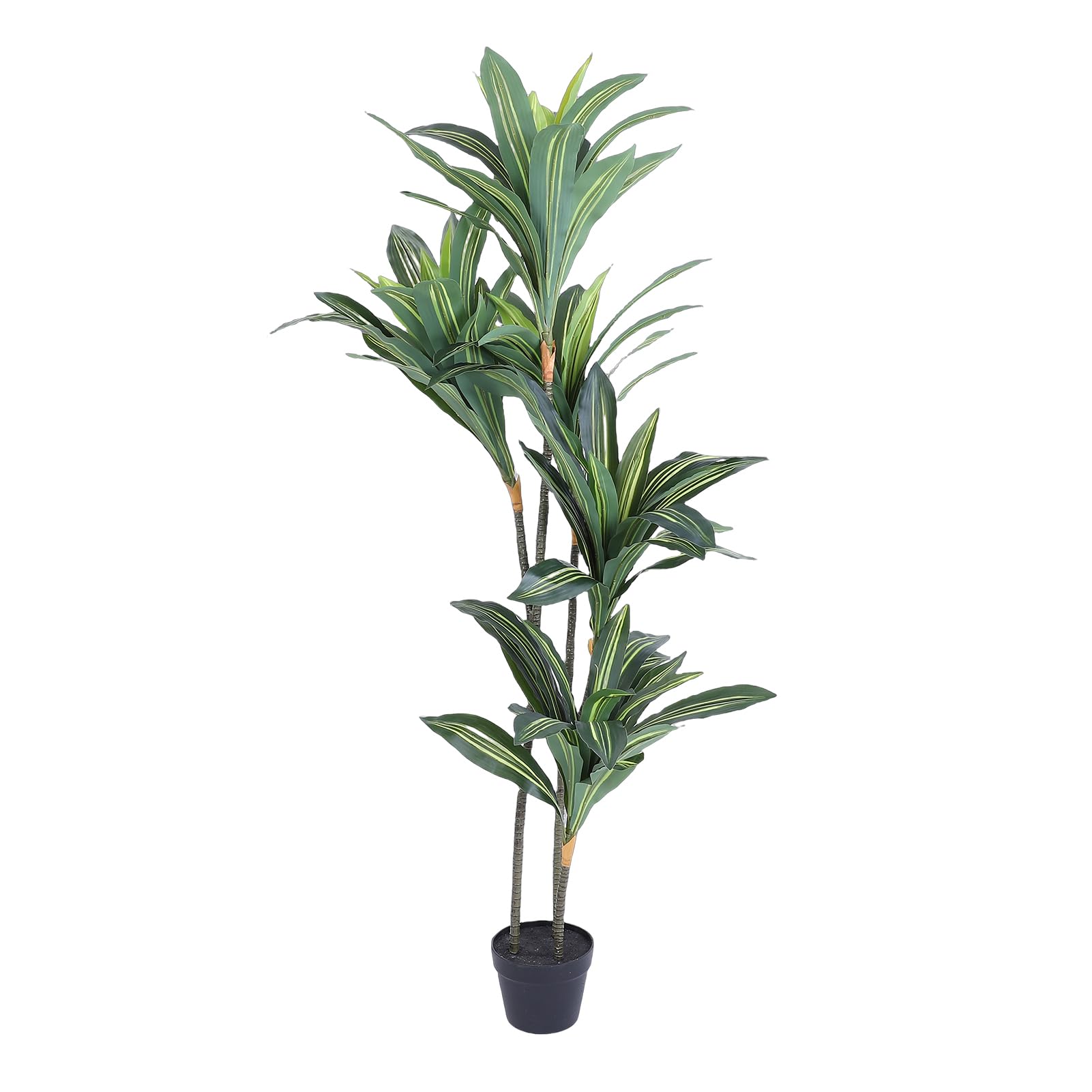 SIXRUN Albero di Dracaena Artificiale Alto 1,4 M Pianta da Pavimento Finto 6 Tronchi Realistici Foglie di Seta in Gomma Realistica per L'arredamento del Soggiorno di Casa Ufficio con