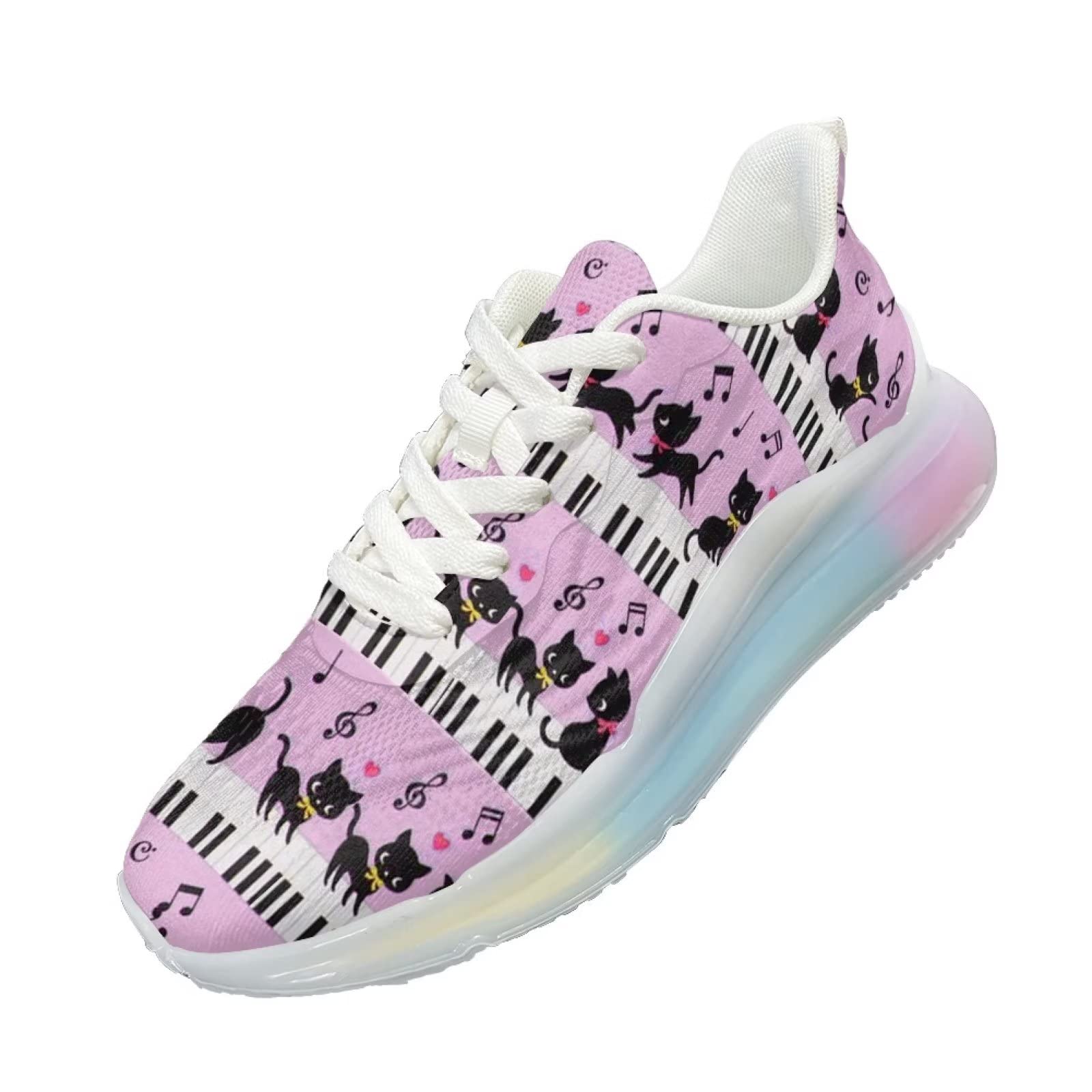 Scarpe da ginnastica da donna, da corsa, in rete, da palestra, da passeggio, Tastiera Musicale Kitty Cat, 38 EU