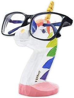 VIPbuy - Supporto per occhiali da sole in legno intagliato a mano, a forma di animale, per casa, ufficio, scrivania, idea regalo (unicorno)