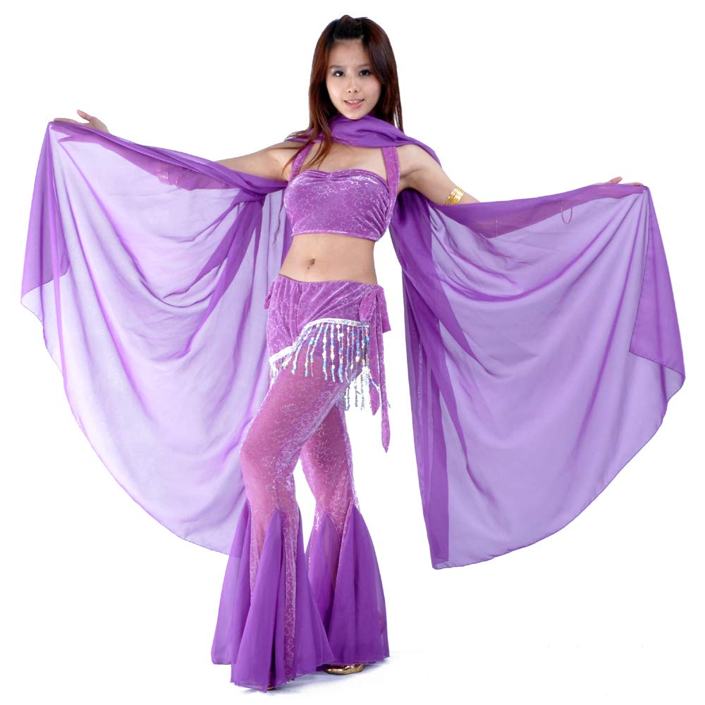 SHOWYOU TRADINGLightweight 100% Chiffon Hand Scarf Belly Dance Scarf Throwing Chiffon Hand Scarf Belly Dance Costume Outfit Scarf
