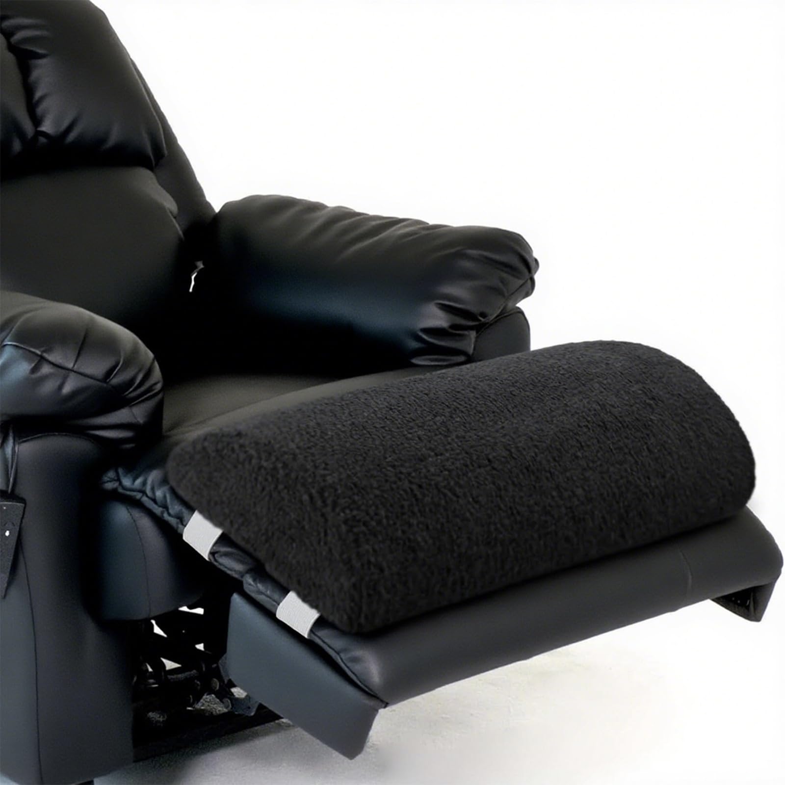 FRZXBKW Recliner Foot Pillow Cushion High Resilience Sherpa Memory Foam Bolster Sleeping Rest, Non-Slip Sleeping Bolster for Reclining, Lounge Chair, Sofa(Black)
