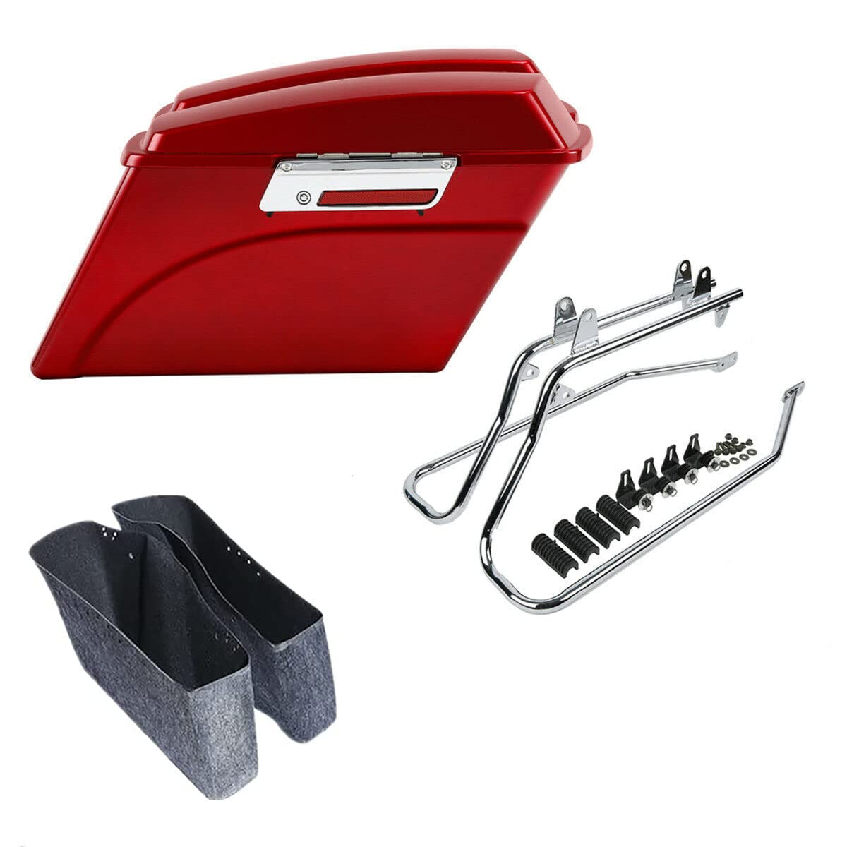 TCMT Hard Saddlebag &amp; Liners Carpet Insert + Conversion Bracket Kit Fits Harley Heritage Softail Deluxe 1984-2017 (except Deuce &amp; Slim Models)