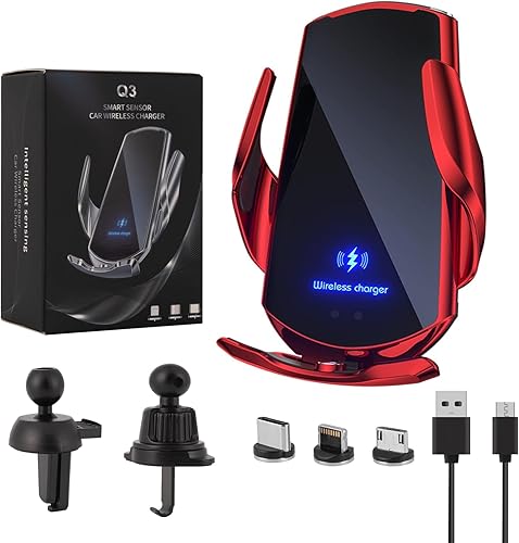 Soporte de cargador inalámbrico para automóvil de 15 W, carga rápida, sujeción automática, soporte de teléfono para automóvil, carga inalámbrica