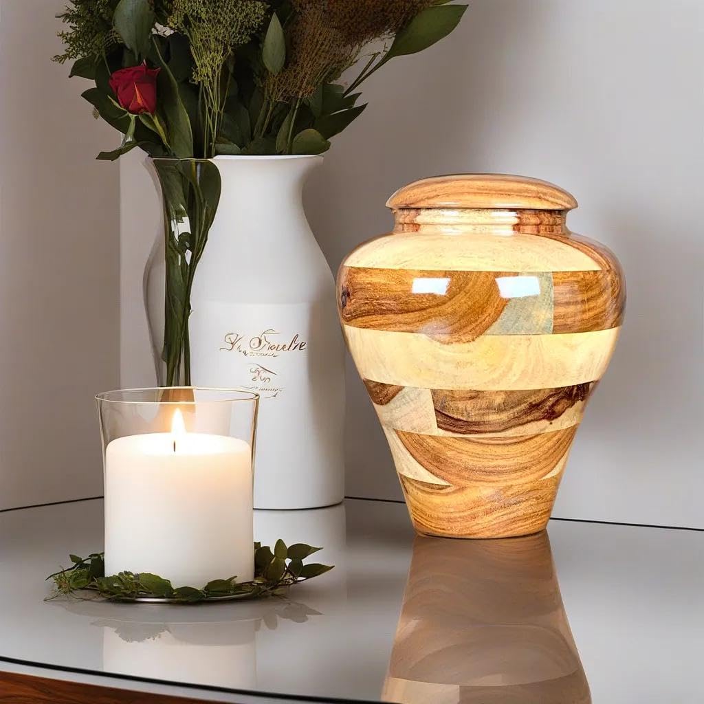 Prim Art Cremation Urn Wooden Urns for Human Ashes Adult Burial-Cremation Funeral Urns for Pet Ashes Memorial Urns Wooden Urn Box for Ashes (Rosewood, Large 200Cu/inches)