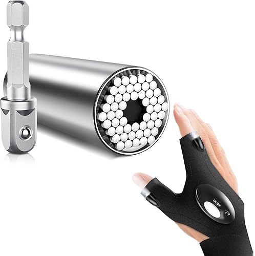 BIIB Relleno de calcetines, guantes LED con linterna universal, herramientas geniales para hombres, regalos para papá, herramientas para hombres,