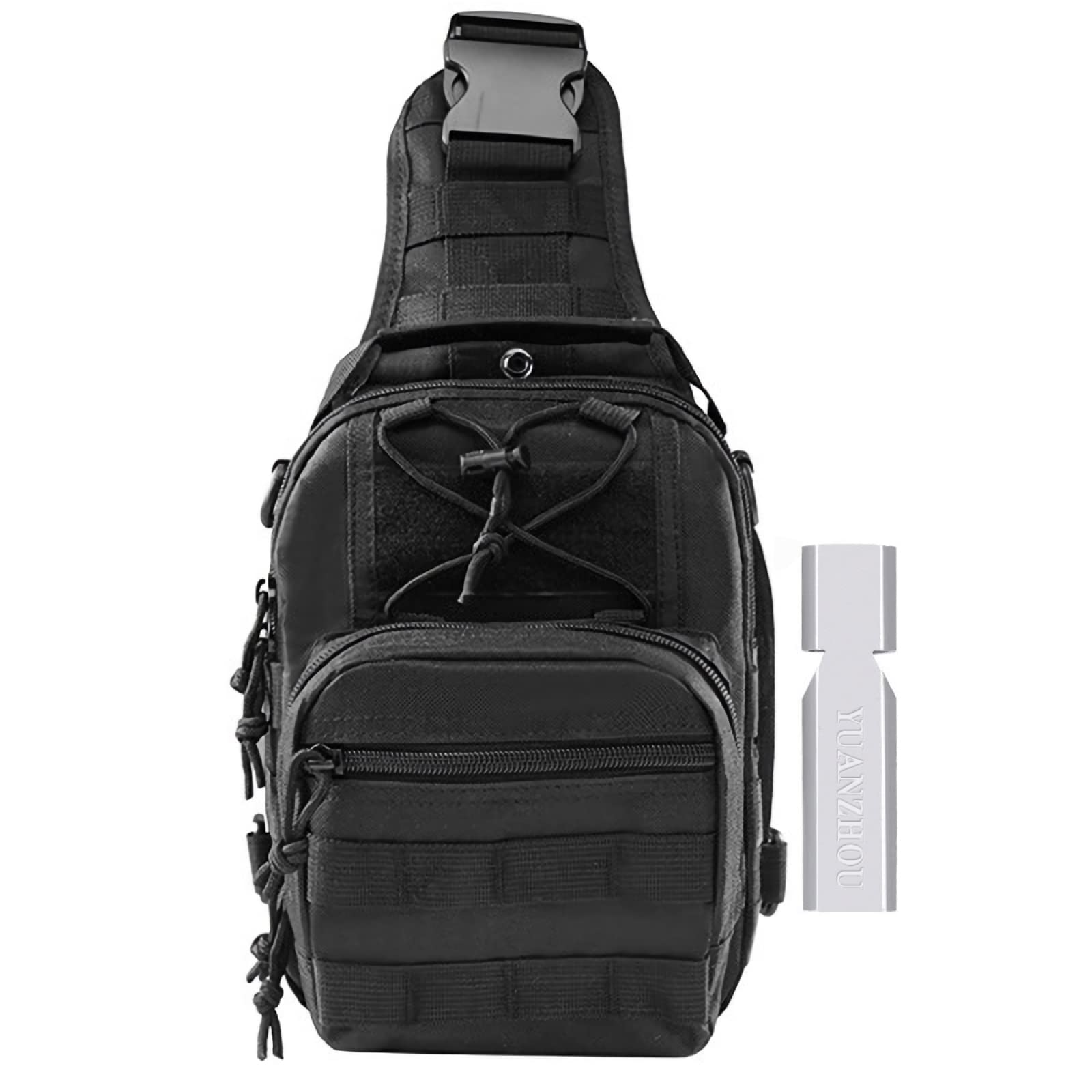 YUANZHOU Borsa Tattica per Petto Borsa Tattica per Esterni Borsa Molle Zaino Militare Borsa a Tracolla con Tracolla per Uomo Donna,Black