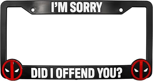 Did I Offend You - Marco de matrícula elevado 3D para Deadpool 1 paquete de cubierta de placa de matrícula de personaje Soporte universal para