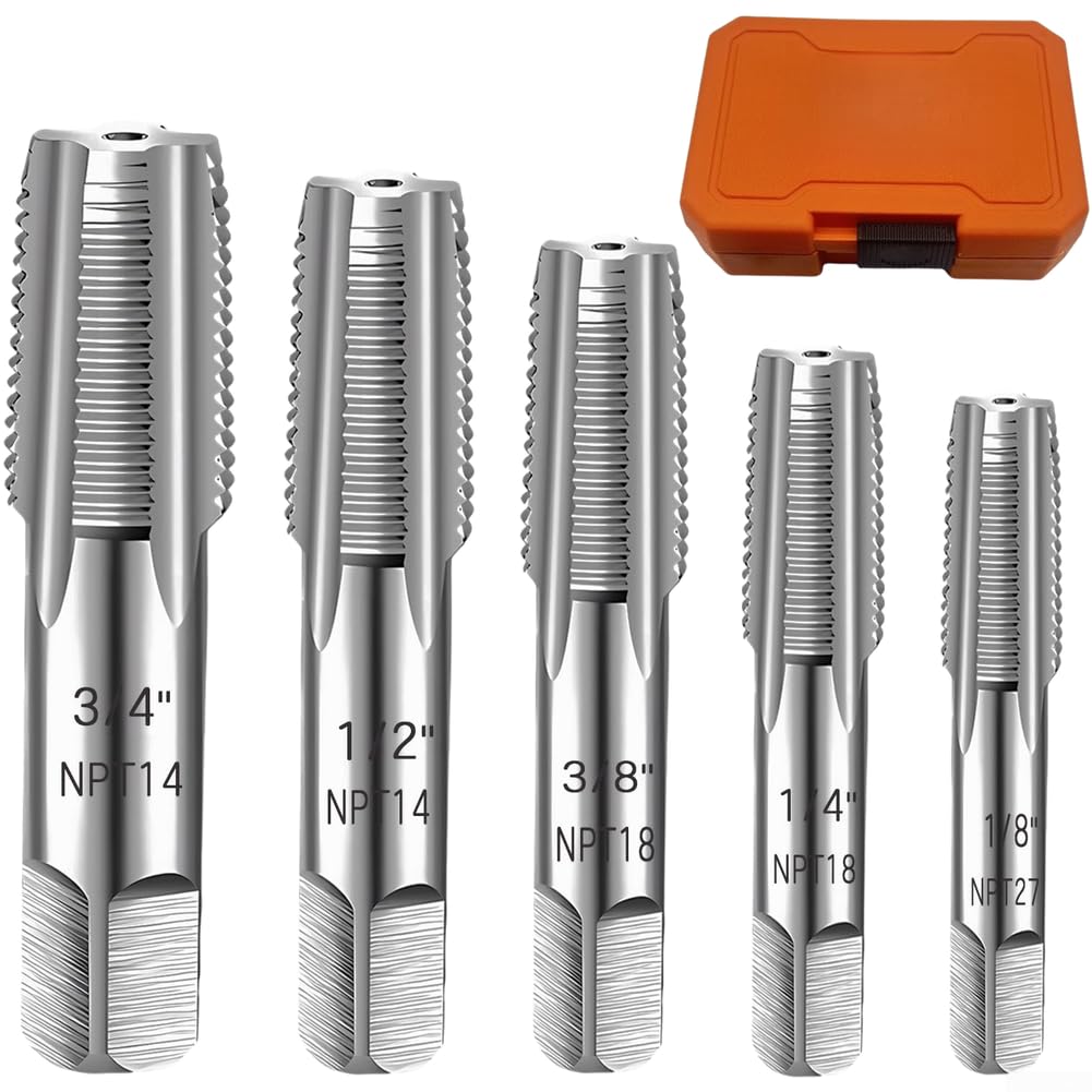Juego de grifos de tubería NPT de 5 piezas en acero al carbono para roscas de 1/8 a 3/4 pulgadas