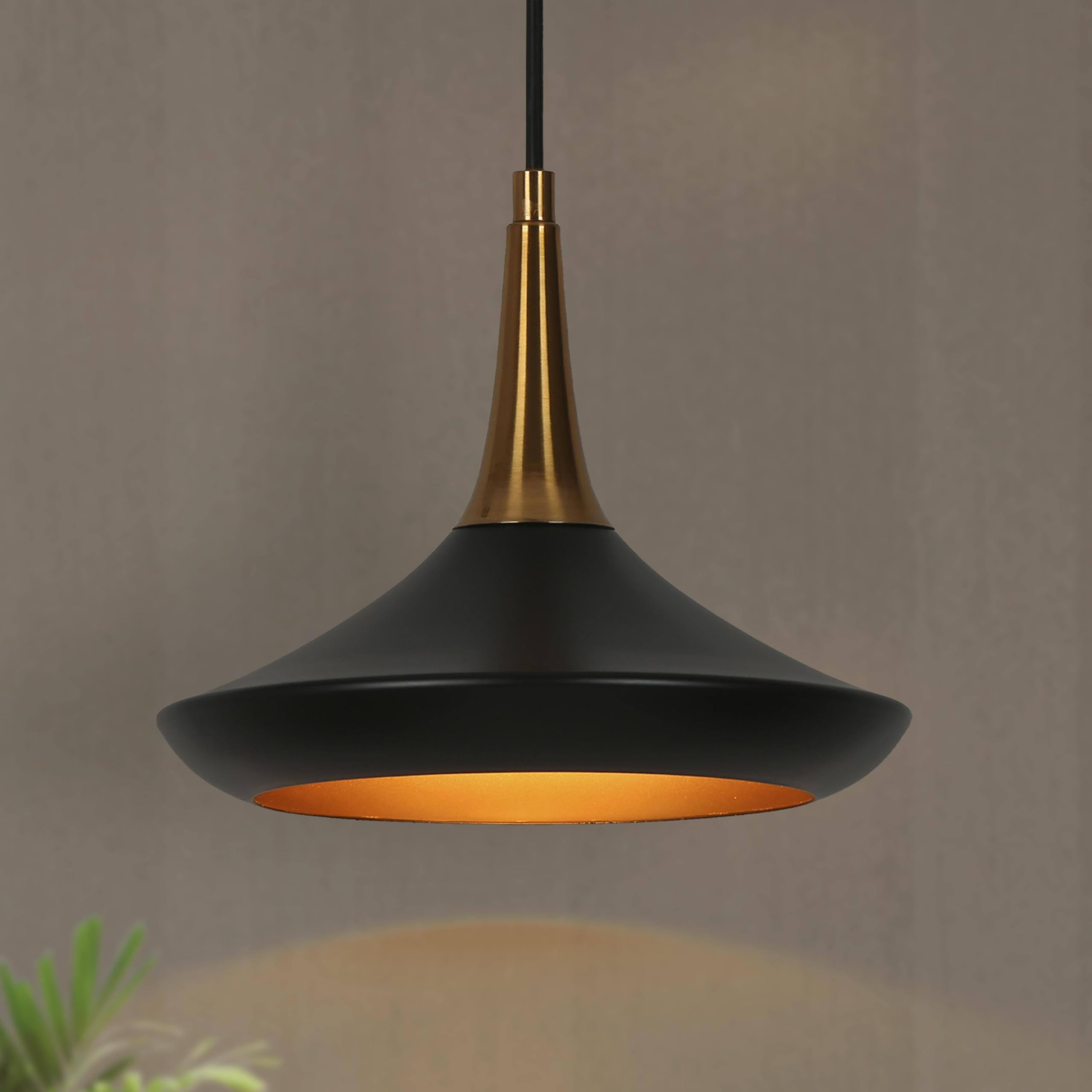 KSANA Pendant Lights Kitchen Island, 1-Light Black and Gold Brass ...