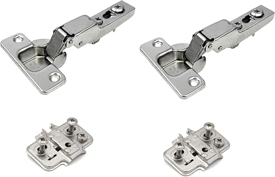 Premio, DTC, 110 , Soft Close Hinge, Half Overlay, Nickel, Wood Screw Adjustable Plate, 2 Pack