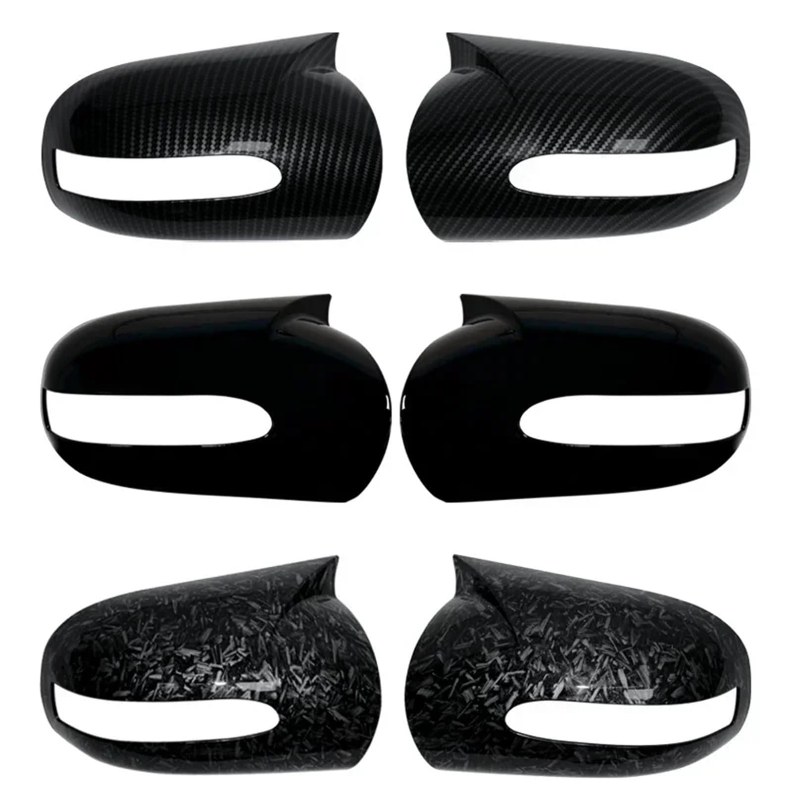 Auto Spiegelkappen Für Benz E C-Klasse W211 W203 2001–2007 | Rückspiegelgehäuseabdeckung mit Karbonmuster oder schwarzer Abdeckkappe(Gloss Black)