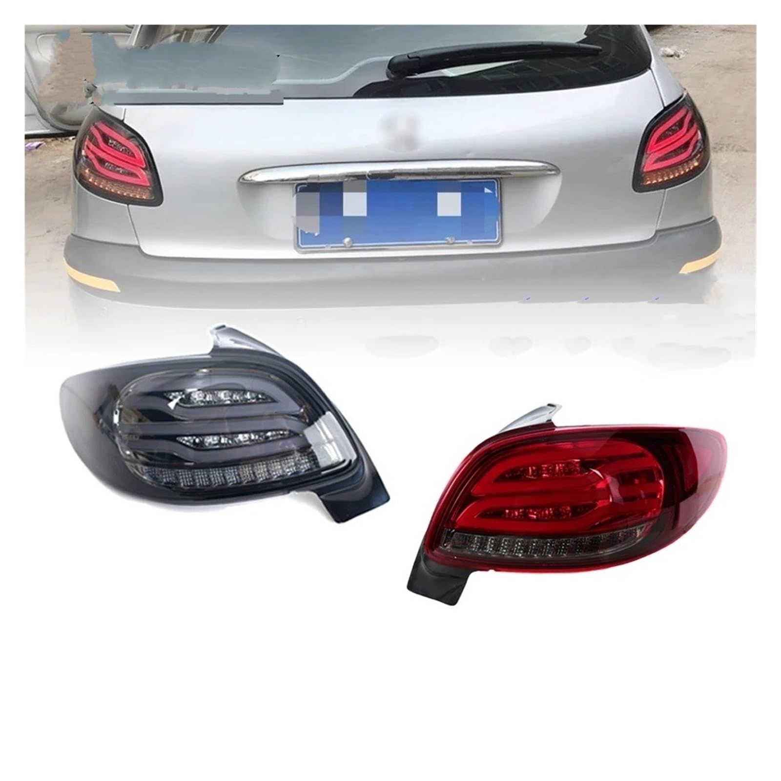 Faros Traseros Para Peugeot 206 2004-2008 2 Luces Traseras LED Lámpara DRL Freno Marcha Atrás Antiniebla Conjunto De Para Coche Plug And Play Piloto Trasero Coche(Light Black)