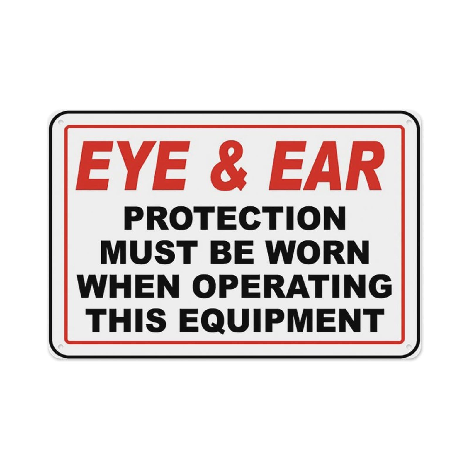 peiyeety Eye & Ear Protection Must Be Worn Sign Aluminum Tin Warning Signs For Home Outdoor Garden 8X12 Inches