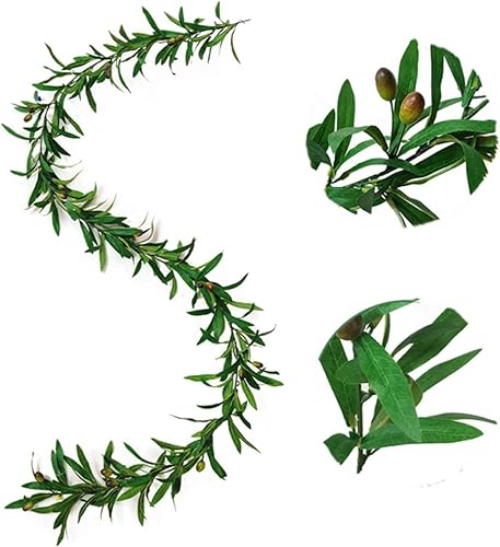 Miniatura 5 de æ— Guirnalda de hojas de olivo artificiales de 73 pulgadas para puerta delantera, boda, pared, decoración del hogar