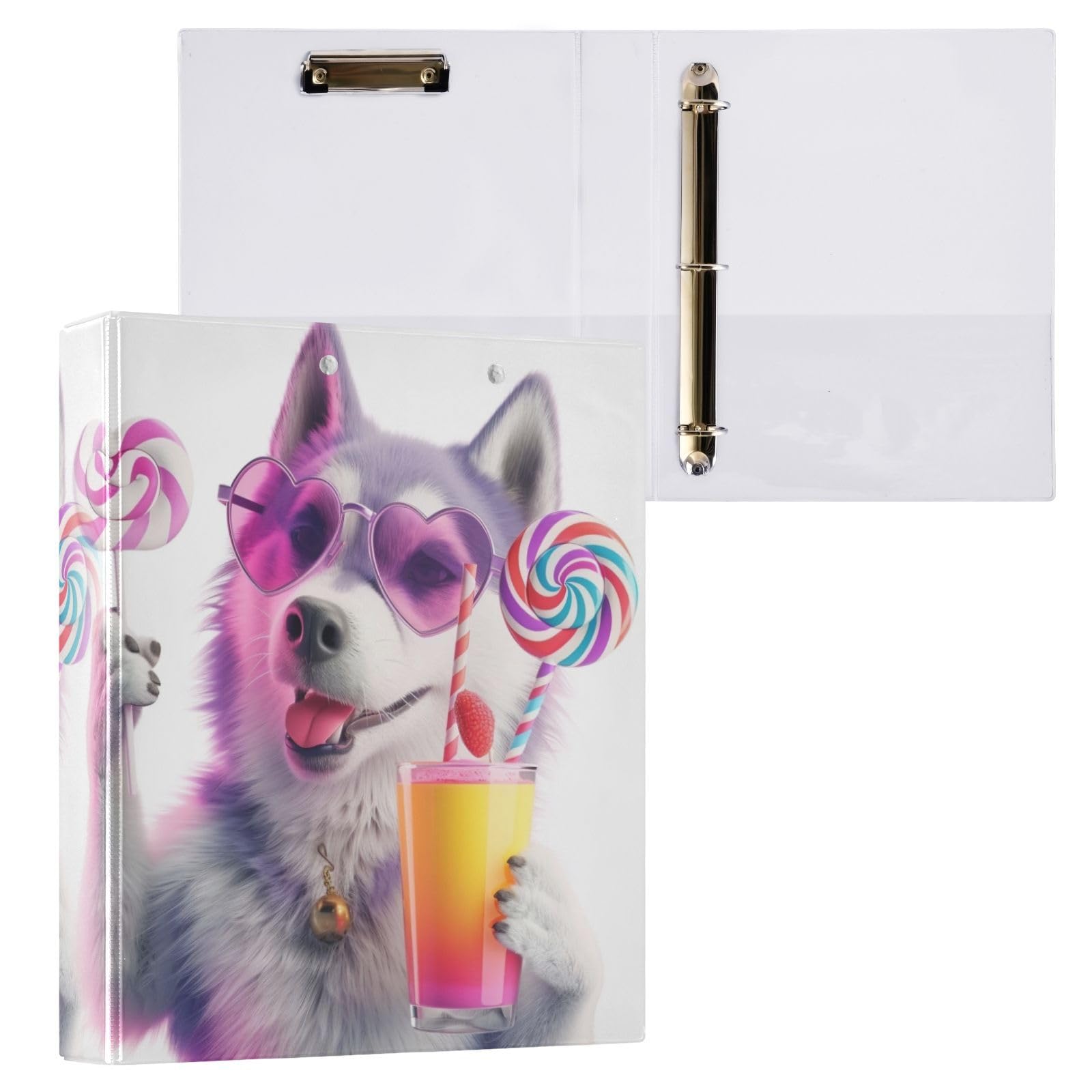 ALAZA 3 Ring Binder A Cool Dog Clipboard Round Ring Binder Holds 1.5 Inch Three Rings Binder Heavy Duty Binders for School Office Supplies, 1Pack โ image 1