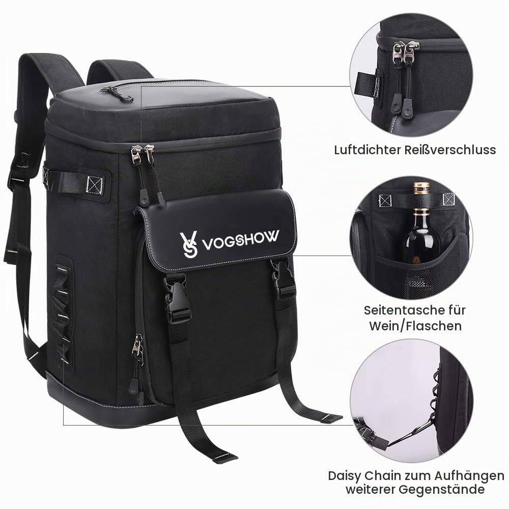Vogshow Kühlrucksack 30L Kühltasche Gross Kühlbox Wasserdicht Picknickrucksack Auslaufsicher Thermotasche Isoliertasche Multifunktionaler Rucksäcke für Camping, Outdoor, BBQ, Reisen, Angeln, Strand