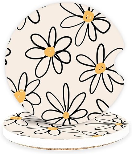 Miniatura 19 de Posavasos de cerámica para automóvil – Juego de posavasos absorbentes para portavasos de coche para mujeres, bonitos accesorios estéticos de