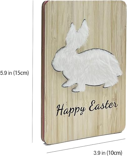 Miniatura 2 de Tarjeta de Pascua de madera,Tarjetas de Pascua de conejo peludo,Tarjeta de felicitación de Pascua,Tarjeta de conejo de Pascua