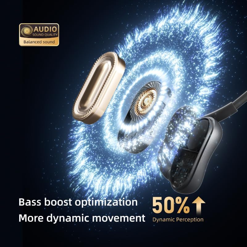 F25B IPX7 Waterproof Sports Bluetooth Earphones with Air Conduction, Submersible, Titanium Alloy Ear Hooks, No-in-Ear Design, Magnetic Charging (黑色)
