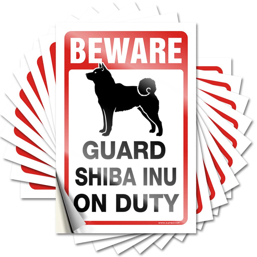 Fzfn Boys Colour Gaming Tiny Bumper - Beware! Guard Shiba Inu On Duty Removable Decal Wall Easy Peel For Science(12X18cm)