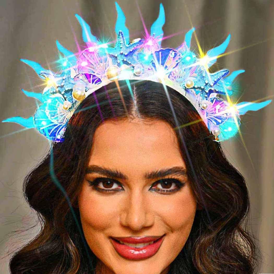 Zoestar Light Up Starfish Halo Headband LED Mermaid Ocean Cosplay Headbands Sea Glow Party Hair Accessories for Women - Image 3