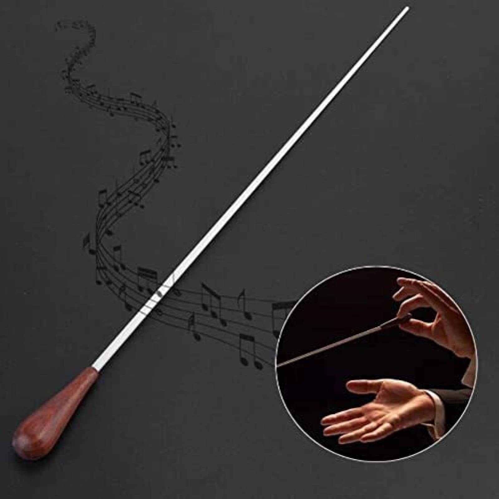Baguette de chef d'orchestre, manche en bois massif avec fibre de verre, pièces musicales faites à la main pour symphonie et chorale, avec étui en bois