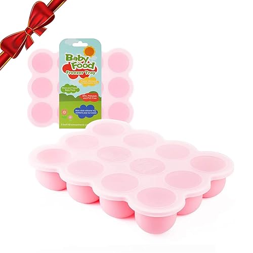 Samuelworld Recipiente de almacenamiento de leche materna y alimentos para bebés, 12 porciones x 2.5 onzas, bandeja de silicona apilable de grado