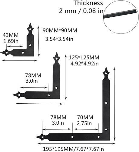 Miniatura 2 de 4 piezas de losa de esquina decorativa para puerta corredera de granero, soporte de esquina negro en forma de L para puertas de garaje, persianas,
