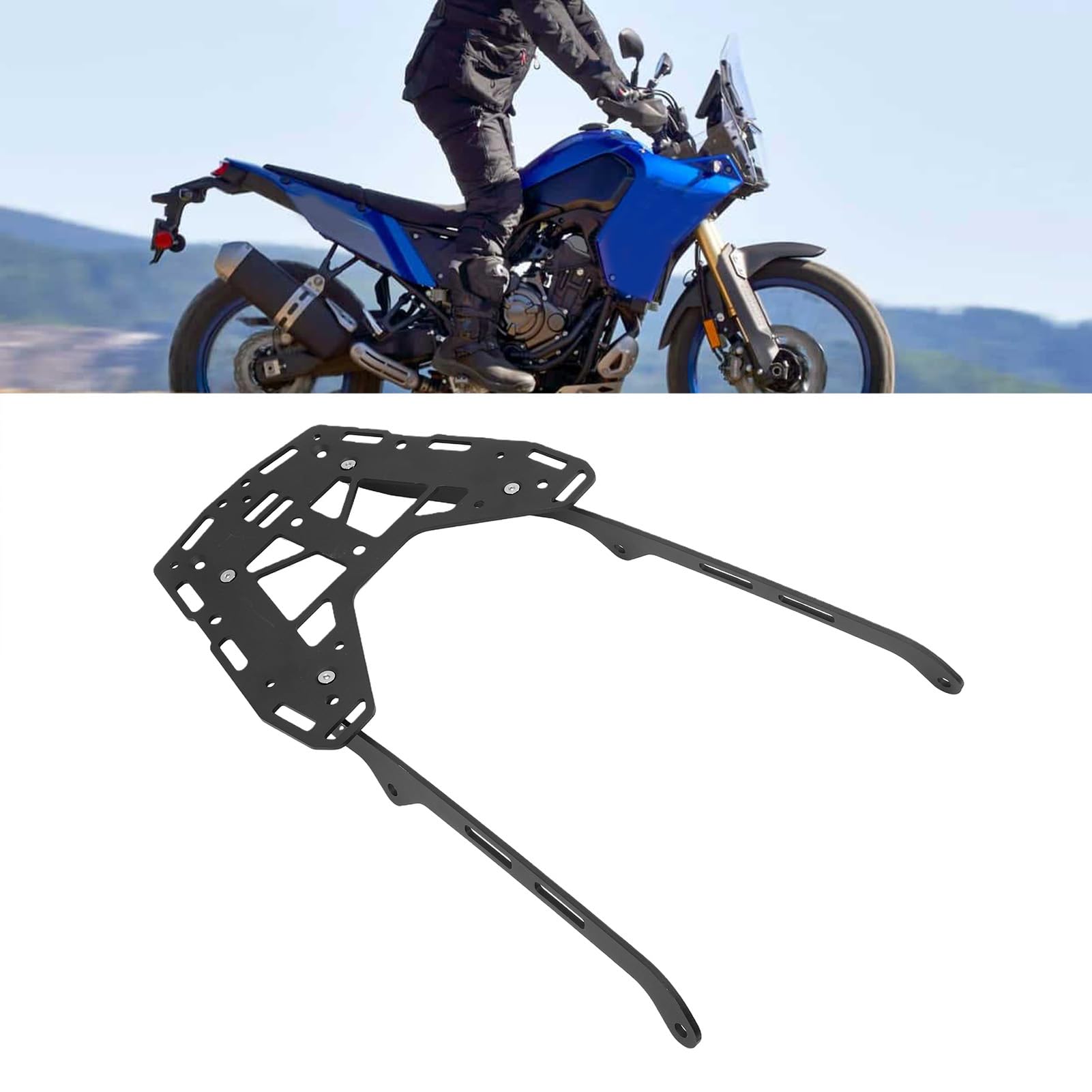 Ausla Portapacchi Posteriore per Moto, Lega di Alluminio Acciaio Al Carbonio Ricambio per Tenere 700 XTZ700 2019 2025 Edizione Rally, con Design Cavo per Stoccaggio Sicuro e Supporto