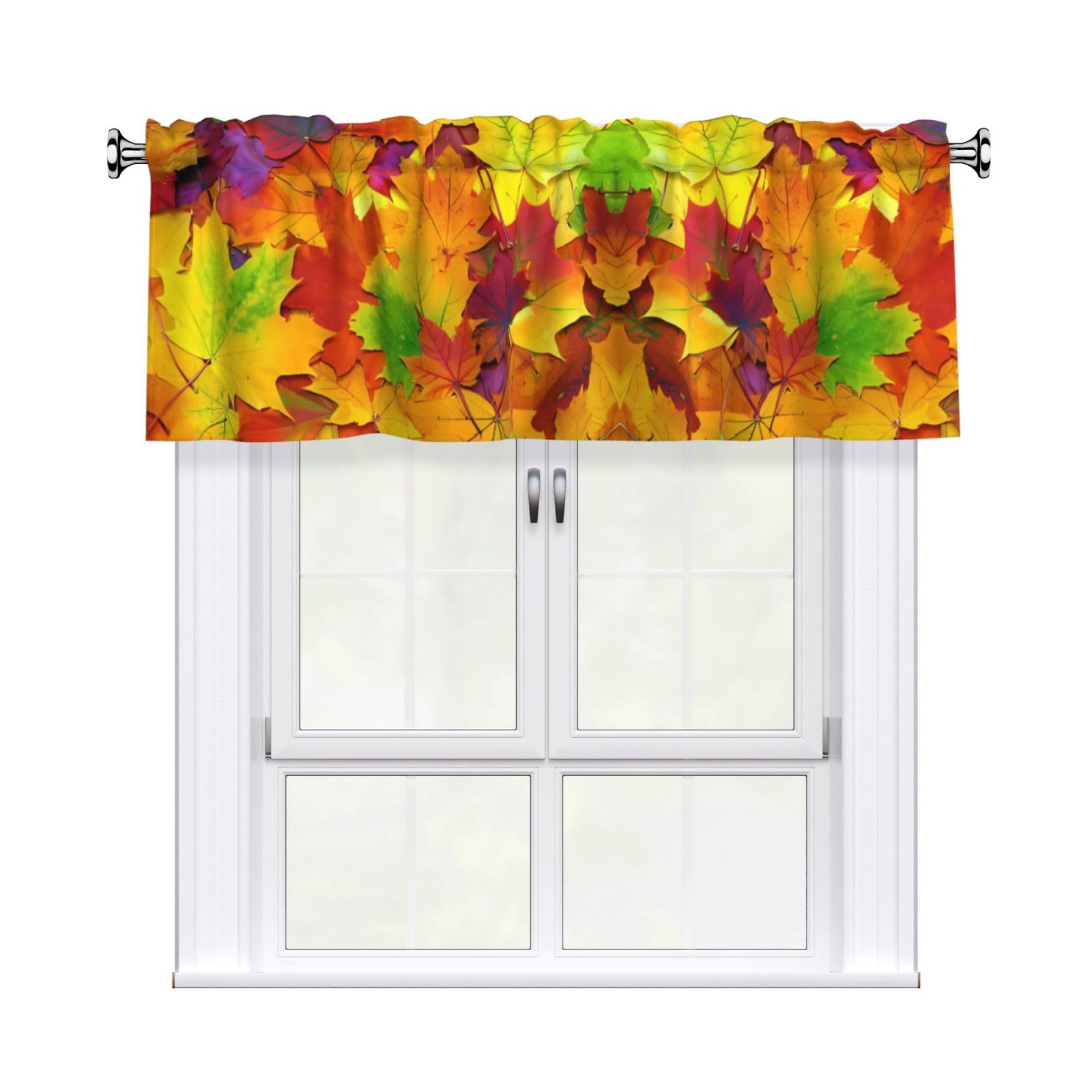 YYHHAOFA Autumn Leaves of Maple Prints Durable Kitchen Window Layer – 54x18 Inch 100% Polyester Valance with Precision Construction