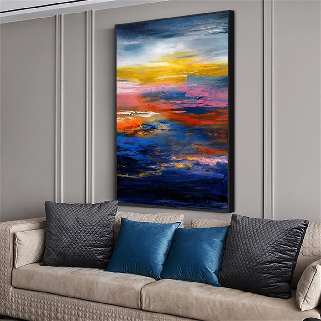 UOHLCX HBJWOV Ocean Thick Large Hand Painted Oil Painting Frameless Canvas Wall Decor(90x120cm frameless)