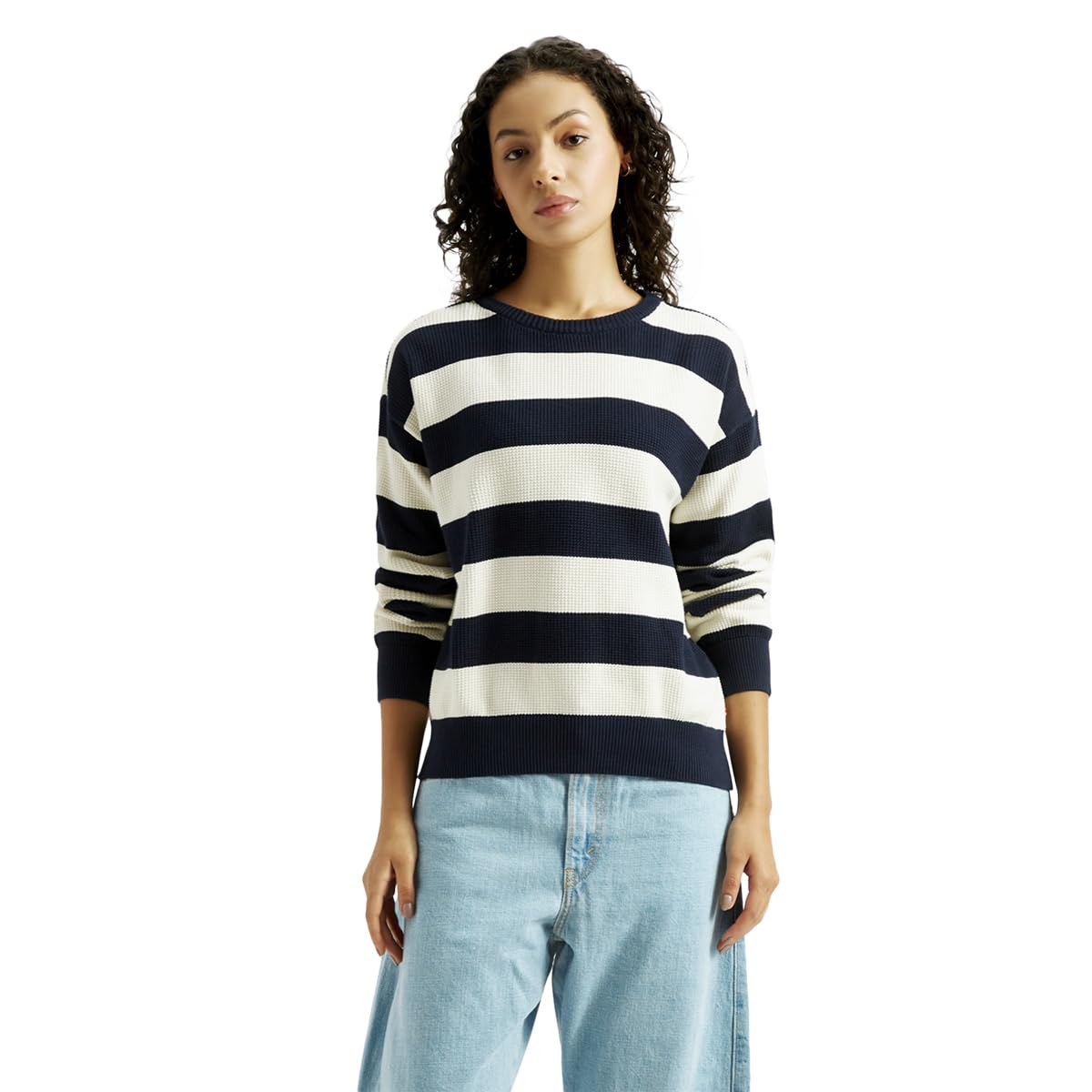 levi's Women's Striped Navy Crew Neck Sweater-picture-12