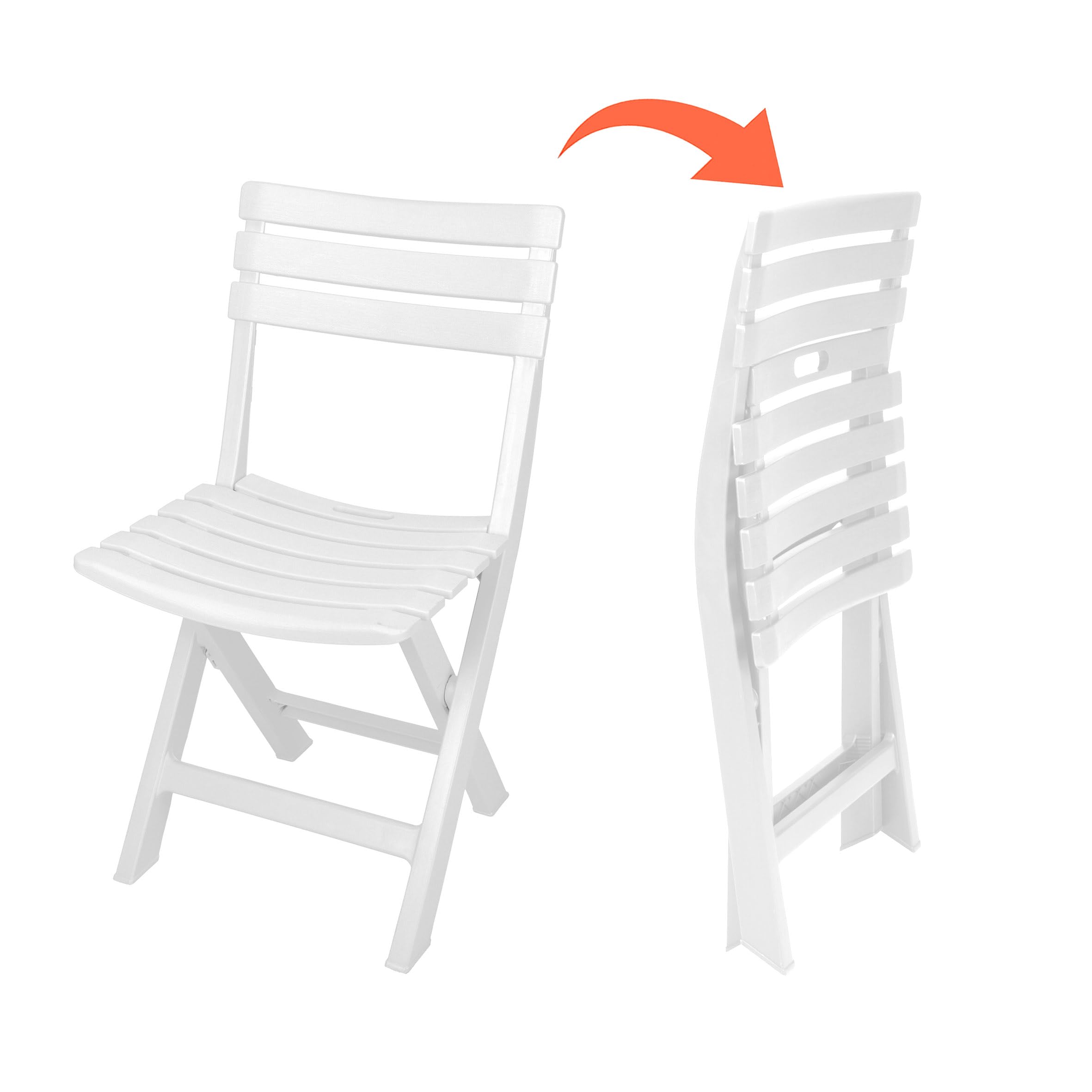 Spetebo Chaise pliante résistante en plastique - jardin, bistrot, balcon et camping en blanc
