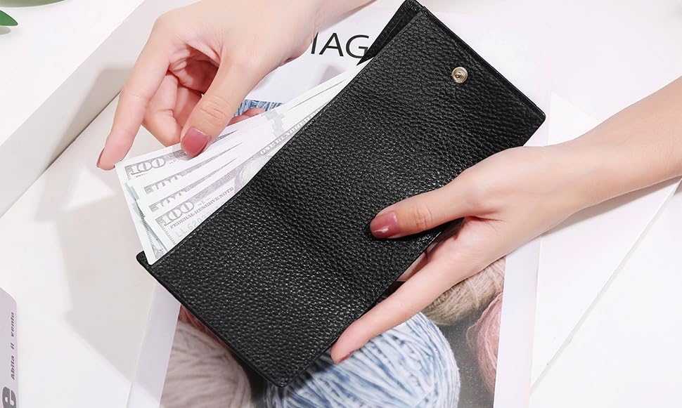 Women's Genuine Leather Wallet Rfid Blocking Small Trifold Pocket Wallet Includes Coin Pouch, Card Holders, Slots (Light Blue 3)4