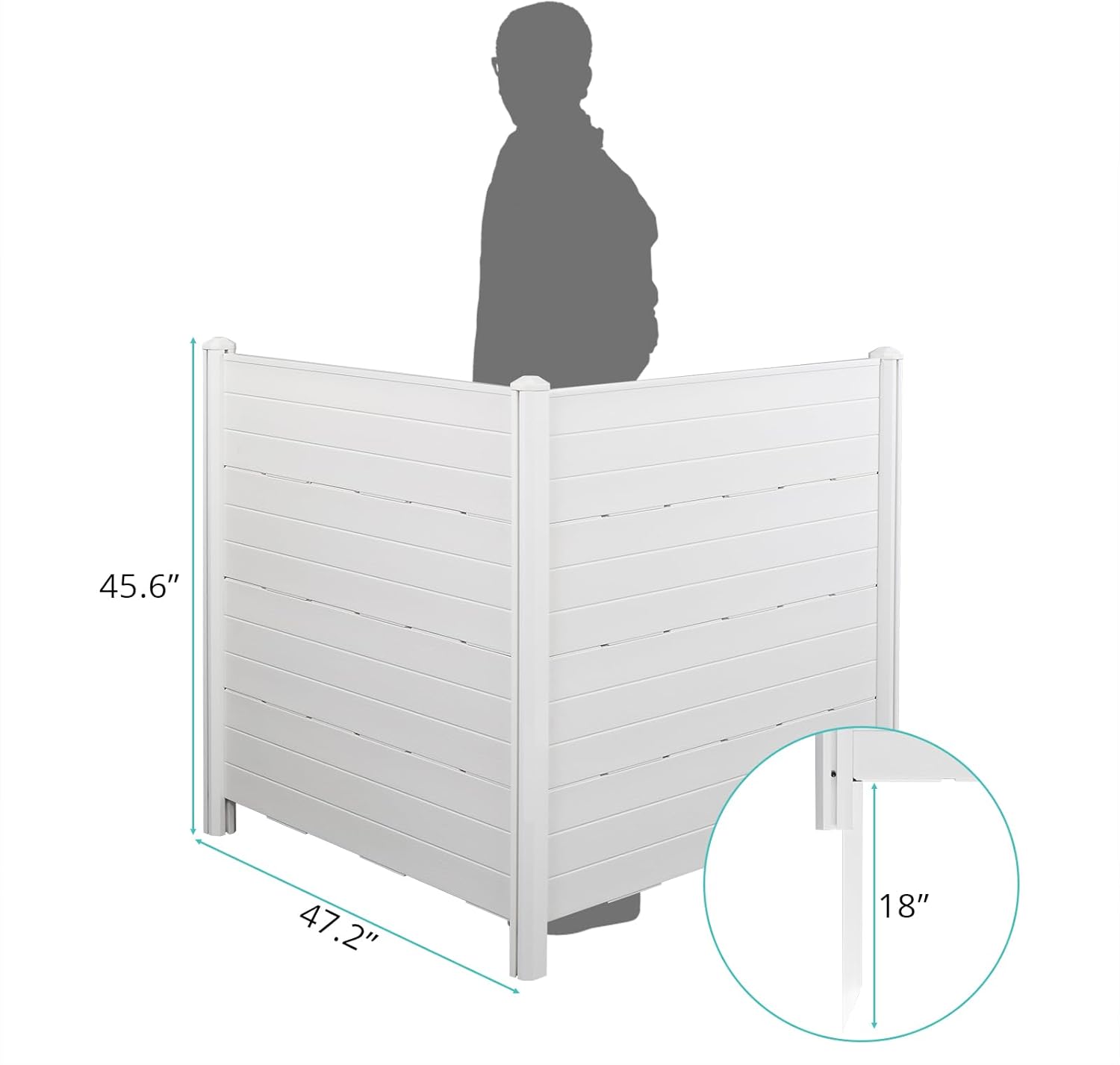 VINGLI Outdoor Privacy Screen Fence Panels, Garden Air Conditioner Fence for Outdoor Use, 2 White Panels Privacy Screen Fence, 47.2”H x 45.6” W